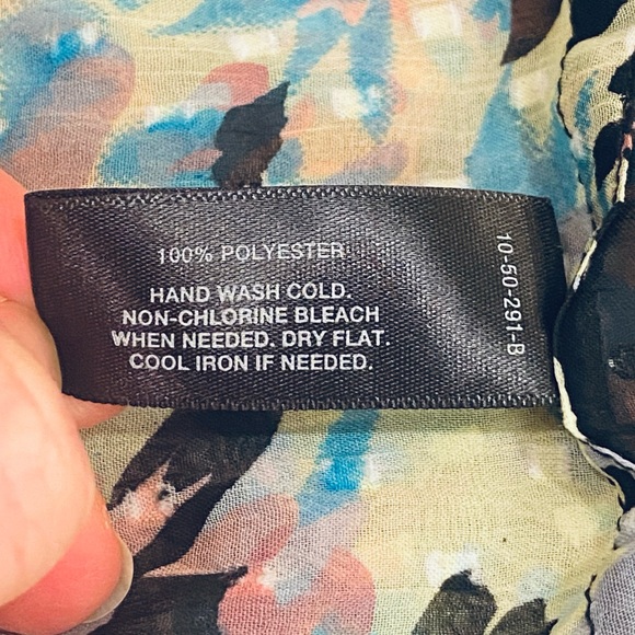 NWOT Black Floral Print Dotted Swiss Infinity Scarf OS - Picture 6 of 10